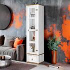 Cristaleira Torre Alta 01 Porta Vidro Madeira Maciça Branco G