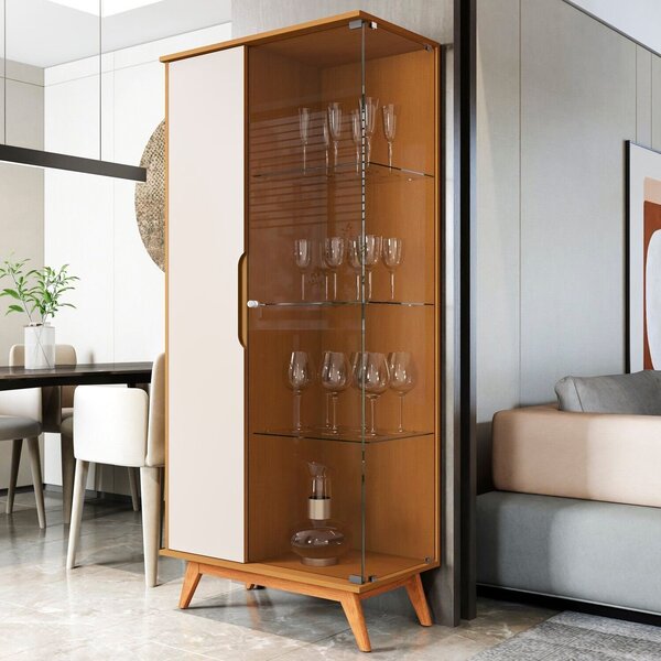 Cristaleira Tucumã Com Puxador Usinado E Vidro 4cm Temperado