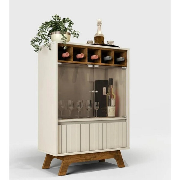 Cristaleira Tulipa Portas De Vidro Mdp Com Adega Dj Móveis