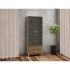 Cristaleira Vertical 2 Portas Em Vidro 2 Gavetas Legno  Freijó