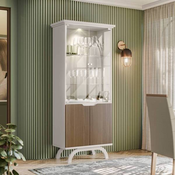 Cristaleira Vicenza Com Adega 4 Portas Off White Imbuia Tana