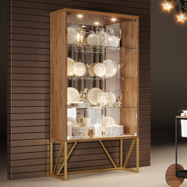 Cristaleira Vidro Madeira Puxador Cristal Agnes Montanhês