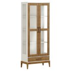 Cristaleira Vitrine 2 Portas 1 Gaveta Milão  Off White/freijó