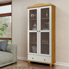 Cristaleira Vitrine Retrô 2 Portas E Gaveta Em Madeira Maciça