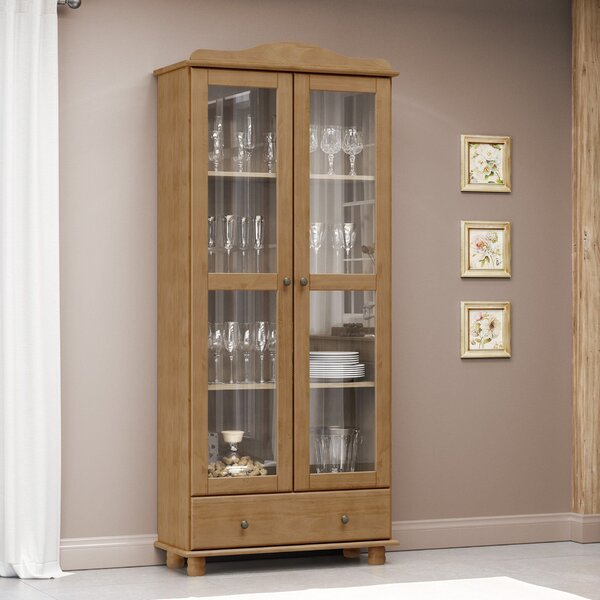 Cristaleira Vitrine Rústica 100% Madeira Maciça 2 Portas 1 Ga