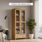 Cristaleira Vitrine Rústica 100% Madeira Maciça 2 Portas 1 Ga