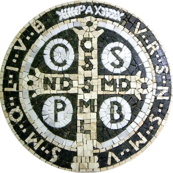 Cruz De São Bento Mosaico Em Mosaico - 80 Cm