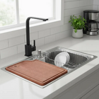 Cuba 50x40 Aço Inox Escovado Com Torneira Slim Black E Tábua