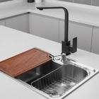 Cuba 50x40 Aço Inox Escovado Com Torneira Slim Black E Tábua