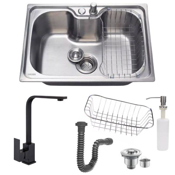 Cuba 50x40 Cozinha Inox304 E Torneira Slim Monocomando Black