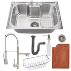 Cuba 50x40 Inox Escovado + Torneira Gourmet E Tábua De Corte