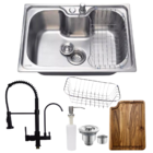 Cuba 60x42 Inox304 + Tábua De Corte E Torneira Black Filtro