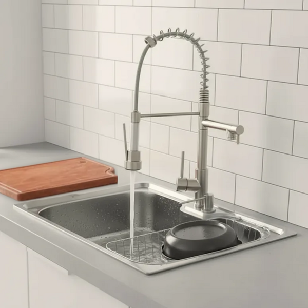 Cuba 60x42 Inox Escovado + Torneira Gourmet Escovada E Tábua