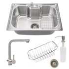 Cuba 60x42cm Cozinha Aço Inox Escovado + Torneira Extensível