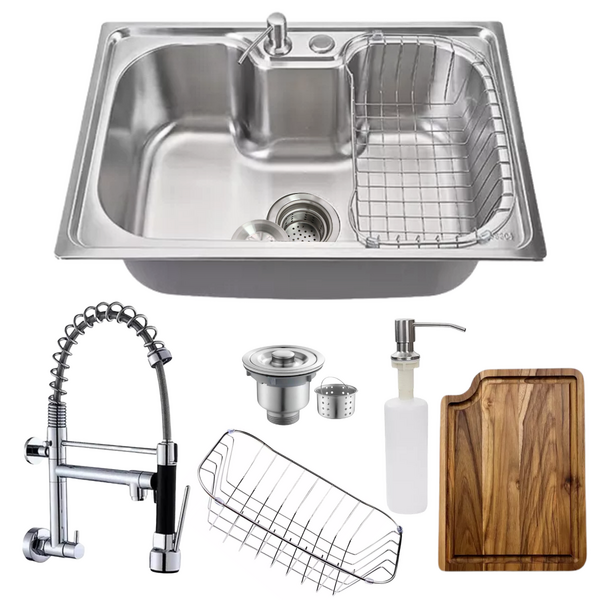 Cuba 60x42cm Inox 304 + Tábua De Corte E Torneira De Parede