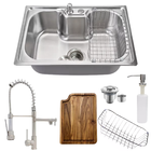 Cuba 60x42cm Inox 304 + Torneira Gourmet Escovada E Tábua