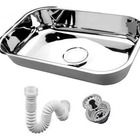 Cuba Aço Inox Metalpress 46x30x17cm + Válvula 3 1/2 + Sifão P