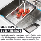 Cuba Aço Inoxidável Luxo Square Escovada 60cm x 45cm C/ Acess