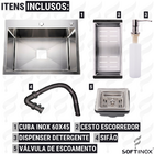 Cuba Aço Inoxidável Luxo Square Escovada 60cm x 45cm C/ Acess