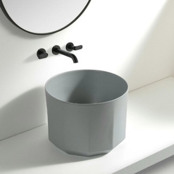 Cuba Apoio Evier Secchio Grigio Lavabo Banheiro Cinza Fosco