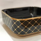 Cuba Apoio Quadrada Porcelana Vintage Retrô Preta Dourado