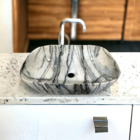 Cuba Banheiro Cerâmica Marmorizada Sobrepor Apoio