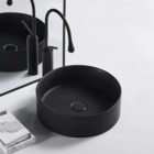 Cuba Banheiro Cerâmica Preta Sobrepor Redonda 41x41 - Deend