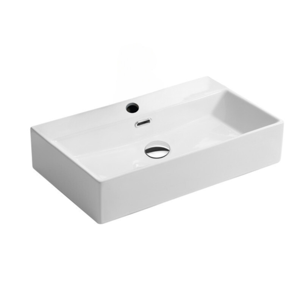 Cuba Banheiro Louça De Sobrepor C/ Valvula Click Inox, 51x36