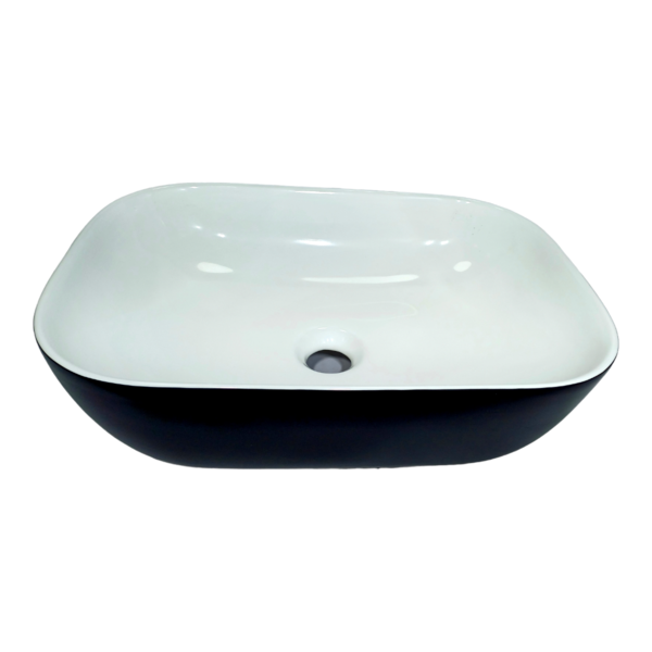 Cuba Banheiro Sobrepor Ceramica Retangular Branca Preto