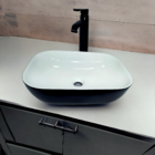 Cuba Banheiro Sobrepor Ceramica Retangular Branca Preto