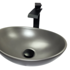 Cuba Cerâmica Banheiro Lavabo Sobrepor Grafite Fosco - Mg105