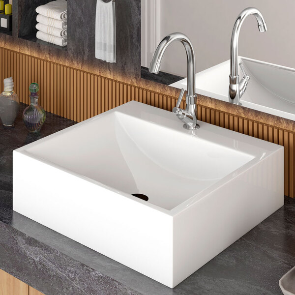 Cuba Com Torneira Abs Para Banheiro Branca Quadrada Ca04