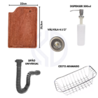 Cuba Cozinha 50x40 + Tábua E Torneira Gourmet Inox Escovado