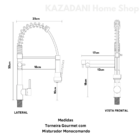 Cuba Cozinha 50x40cm Aço Inox 304 + Torneira Gourmet E Tábua