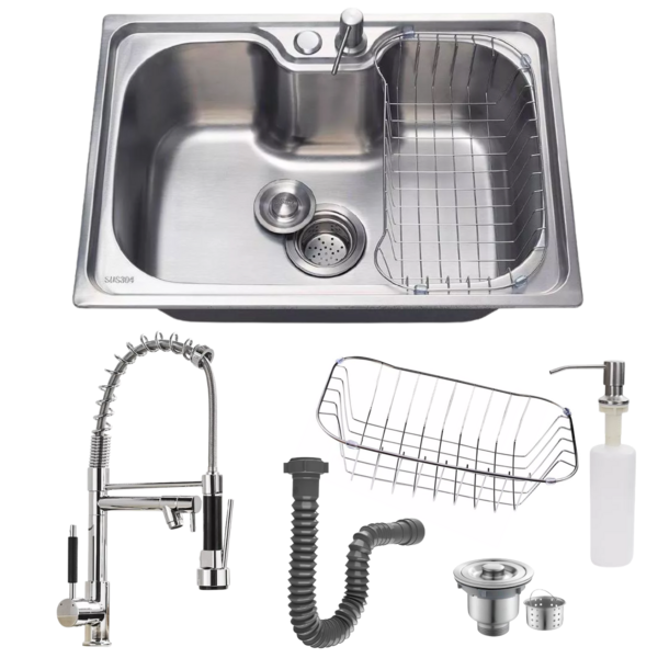 Cuba Cozinha 50x40cm Aço Inox 304 E Torneira Gourmet Cromada