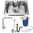 Cuba Cozinha 50x40cm Inox304 + Torneira E Lixeira De Embutir