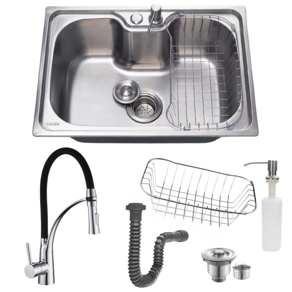 Cuba Cozinha 60x42 Inox304 Com Acessórios E Torneira Gourmet