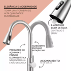 Cuba Cozinha 60x42cm Inox 304 + Torneira Extensível E Tábua