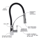 Cuba Cozinha 60x42cm Inox Escovado + Torneira Flexível Preta