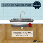 Cuba Cozinha Gourmet 43x39 Sobrepor Aço Inox 304 Tubrax