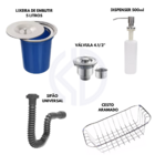 Cuba Cozinha Gourmet 60x42cm Inox Escovado + Kit Com Lixeira