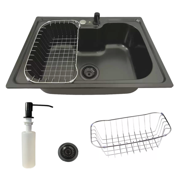 Cuba Cozinha Gourmet 60x42cm Inox Preta + Kit De Acessórios