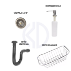 Cuba Cozinha Gourmet Aço Inox Escovado 60x42cm + Acessórios