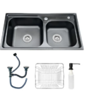 Cuba Cozinha Gourmet Pia Dupla Inox Preta Torneira Flexivel