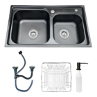 Cuba Cozinha Gourmet Pia Dupla Preta Acessórios + Torneira