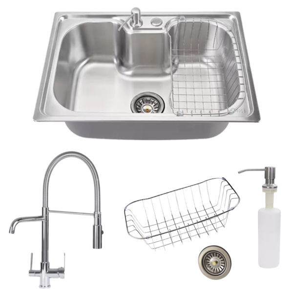 Cuba Cozinha Inox 60x42cm E Torneira Com Entrada Para Filtro