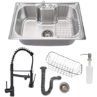 Cuba Cozinha Inox Escovado 60x42 Com Torneira Gourmet Black