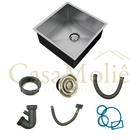 Cuba Cozinha Inox Escovado Quadrada 40x40 Gourmet Com Acessór