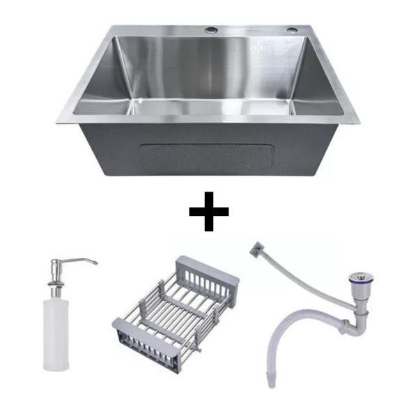 Cuba Cozinha Inox Escovado Quadrada 60x45 Gourmet Com Acessór