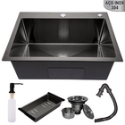 Cuba Cozinha Pia Gourmet Aço Inox 304 Preta Luxo Quadrada Sob